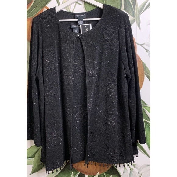 Maggie Barnes 0X 16W Black Evening Wear Embellished Cardigan Set NWT - Picture 1 of 13